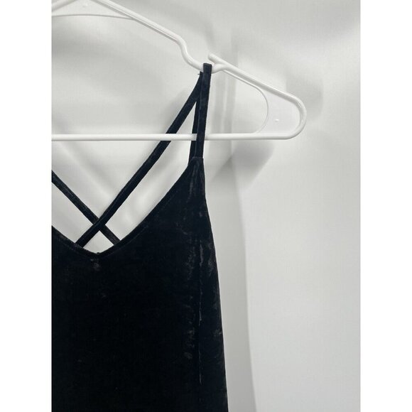 Y2K 90s Black Velvet Slip Dress Dark Romantic Sz Medium - Picture 2 of 4